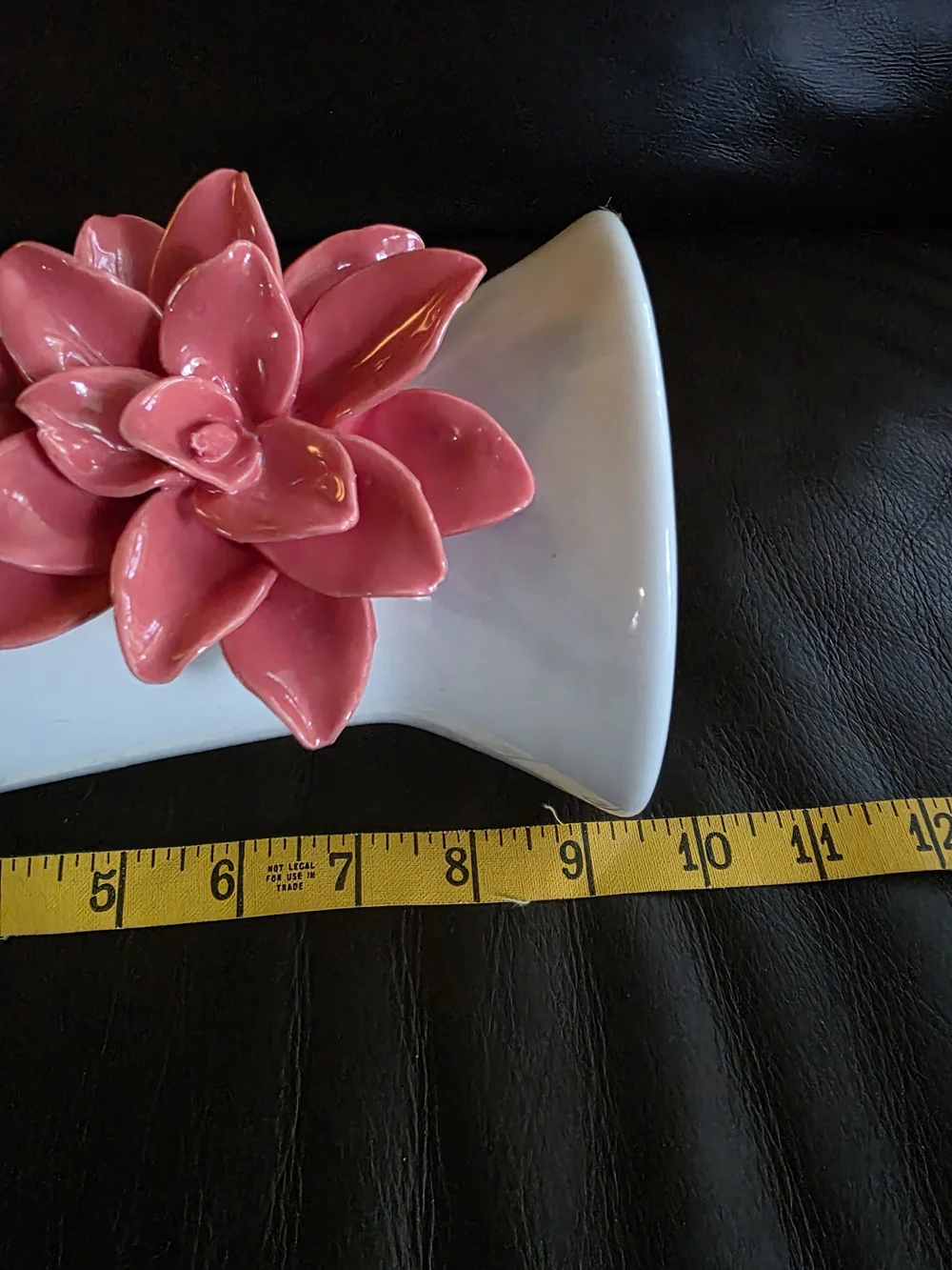 Vintage Shabby Chic White Ceramic Vase with 3D Pink Flower Accent